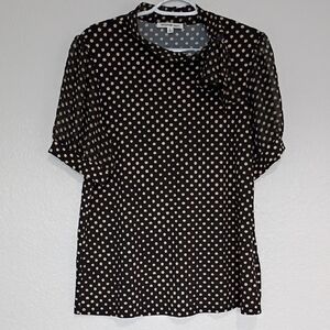 Ann Taylor Black and Cream Polka Dot Blouse